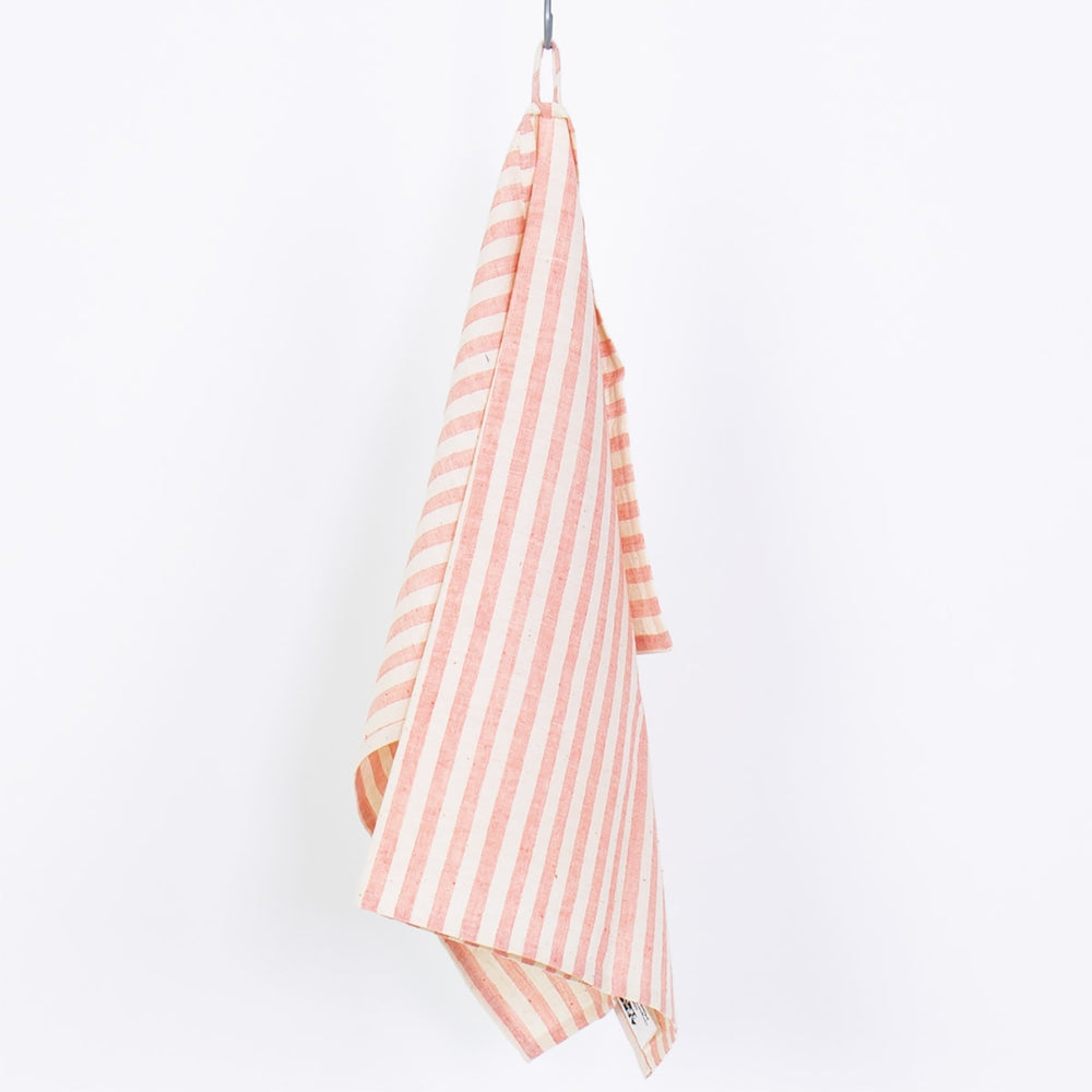 White Pink Eco Blockstripe Towel