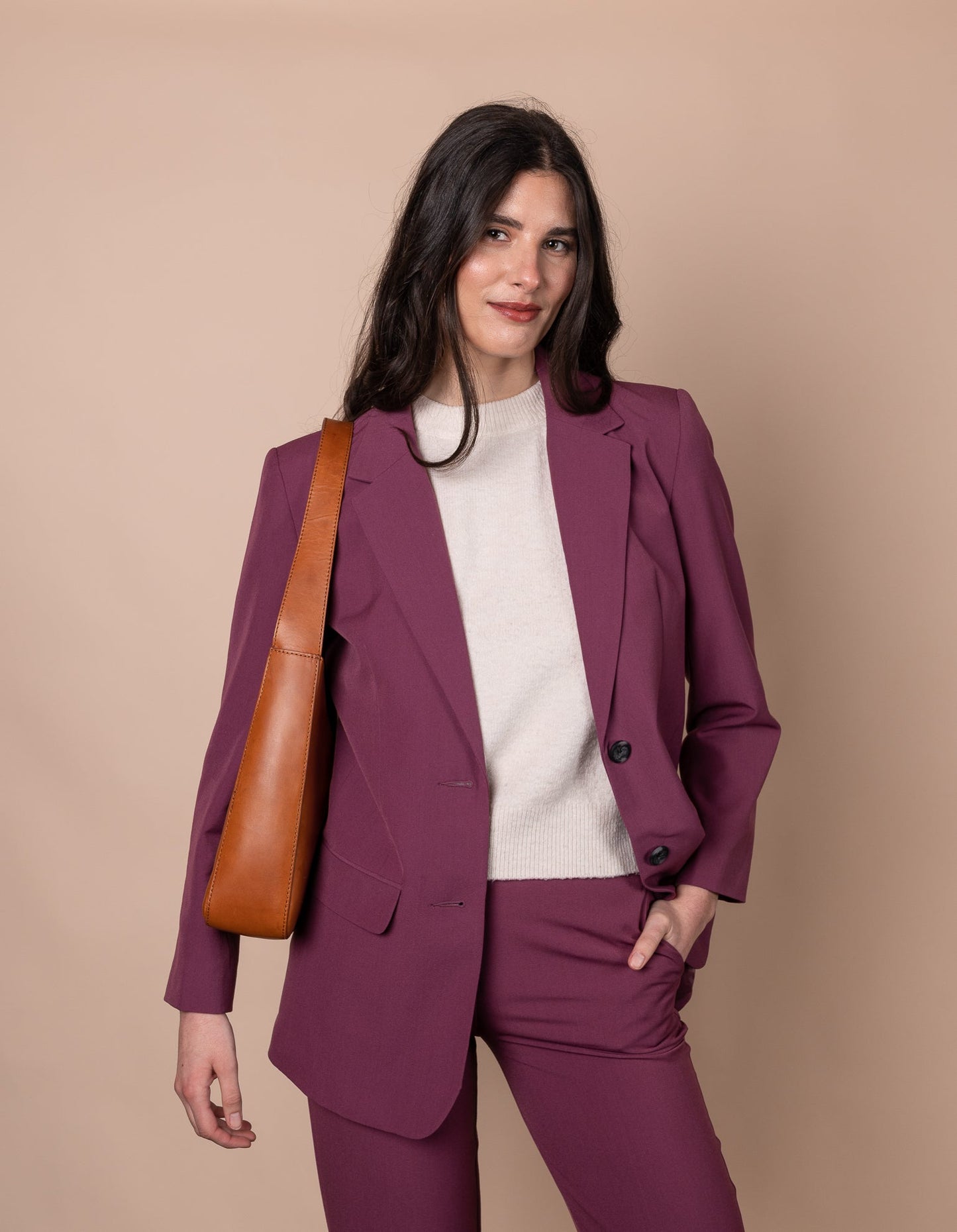 
                  
                    VICKY Cognac Classic Leather Bag
                  
                