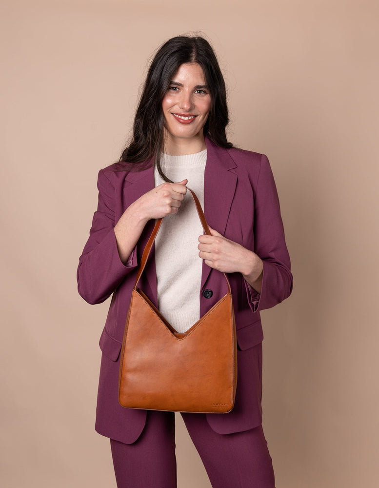 
                  
                    VICKY Cognac Classic Leather Bag
                  
                