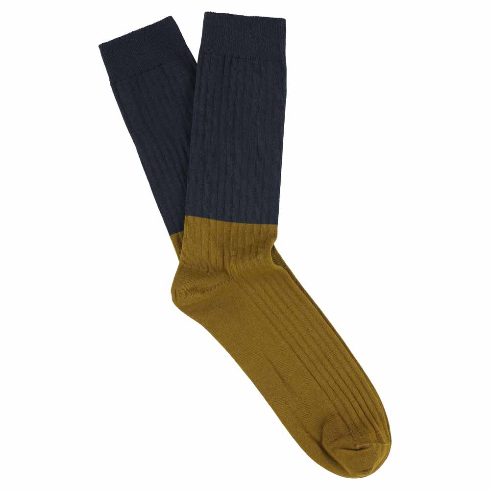 Navy Cumin Colour Block Socks