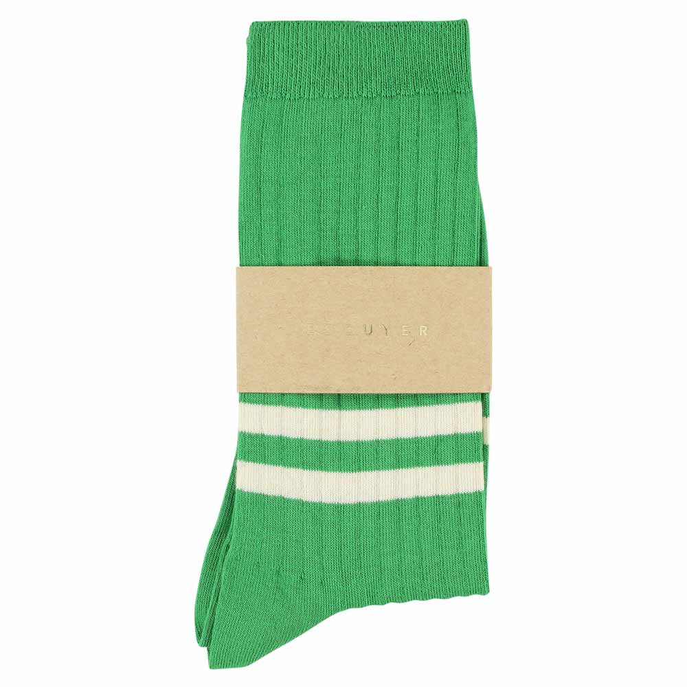 
                  
                    Bright Green Ecru Stripes Socks
                  
                