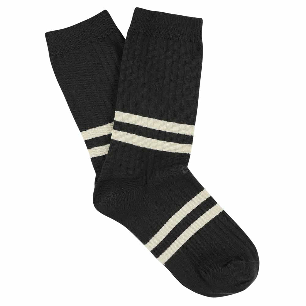 Off Black Ecru Stripes Socks