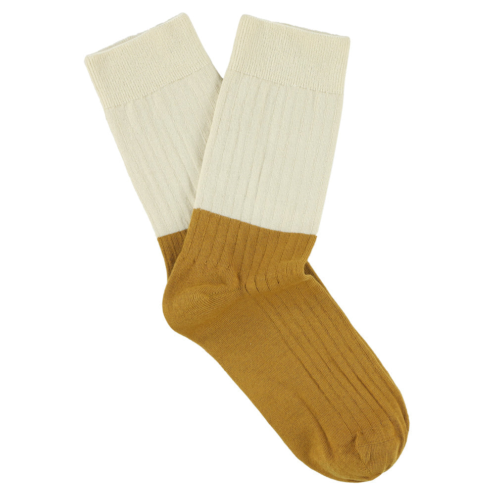Ecru Mustard Block Socks
