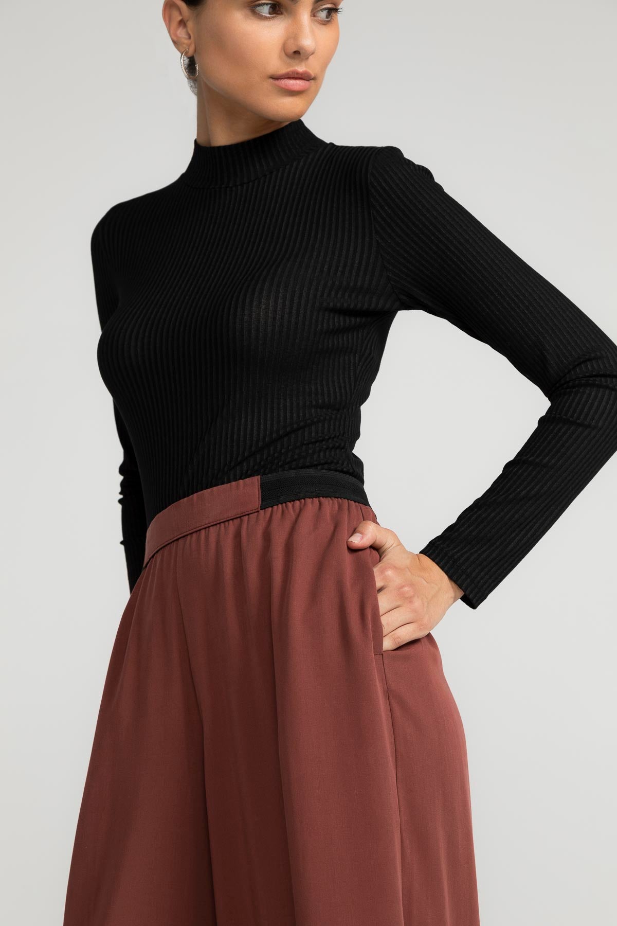 
                  
                    SANDROSE Dark Maroon Trousers
                  
                