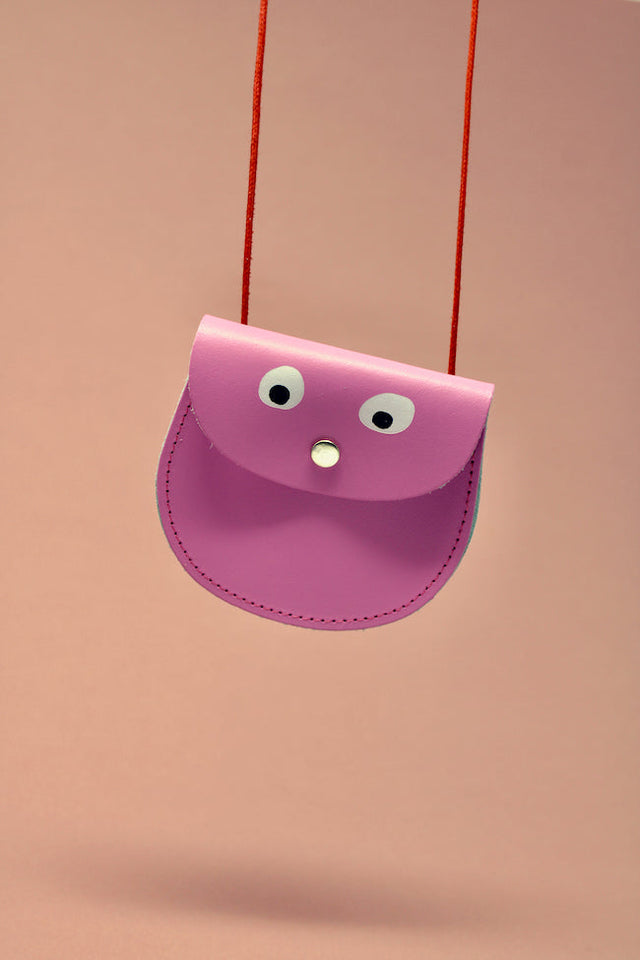 Hot Pink Googly Eye Pocket Money Purse