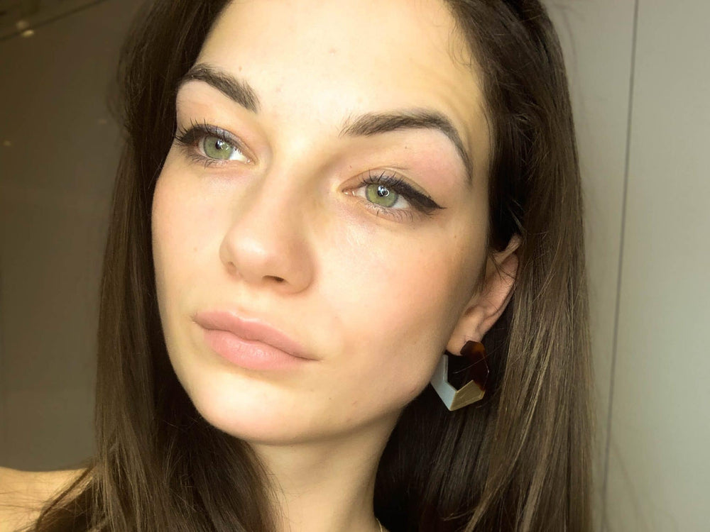 
                  
                    Brown Resin 3 Tone Hexagon Hoop Earrings
                  
                