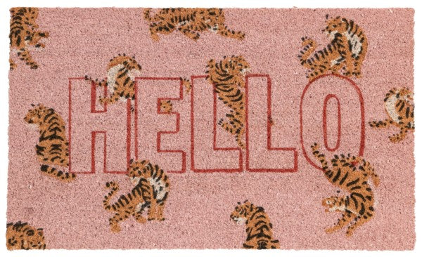 Pink Yellow Hello Tiger Doormat