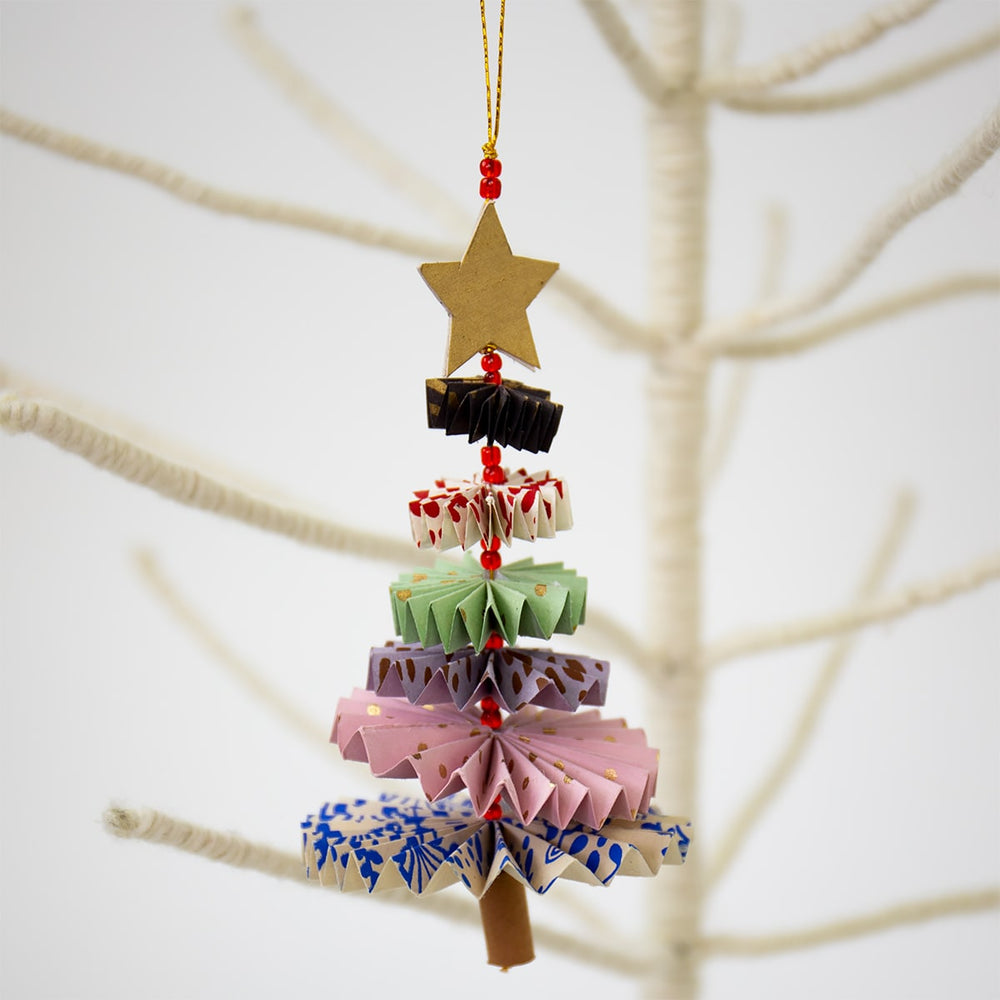 Multicolour Fold Fir Christmas Ornament