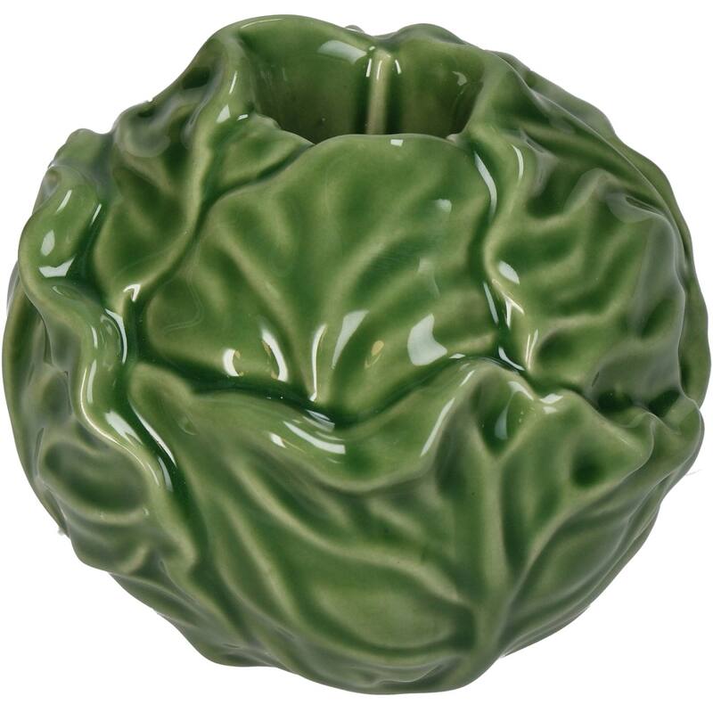 Kerzenständer aus feinem Steingut „Green Cabbage“