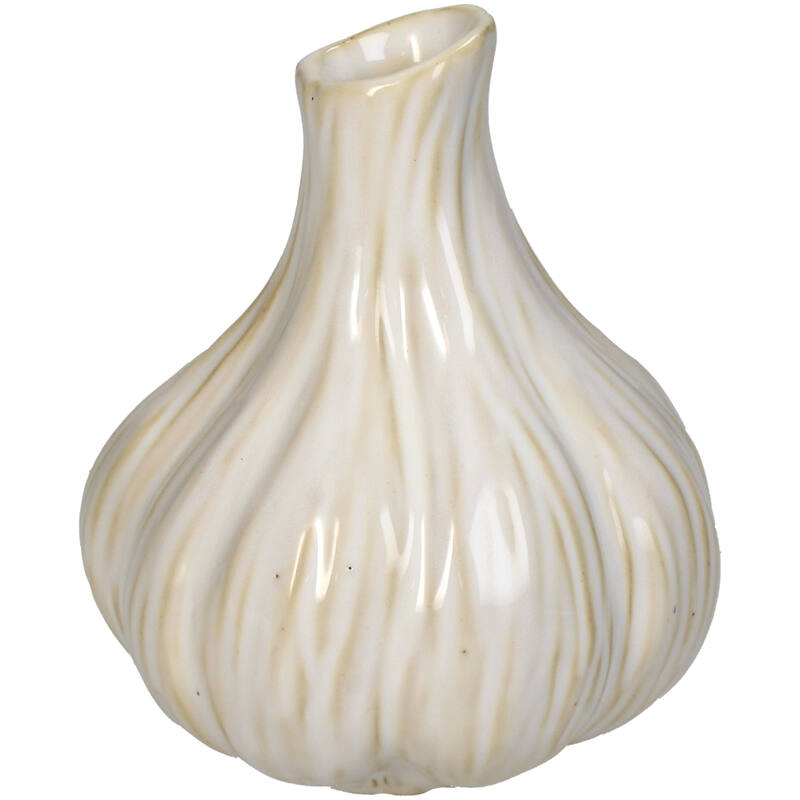 Weiße Knoblauchvase aus feinem Steingut