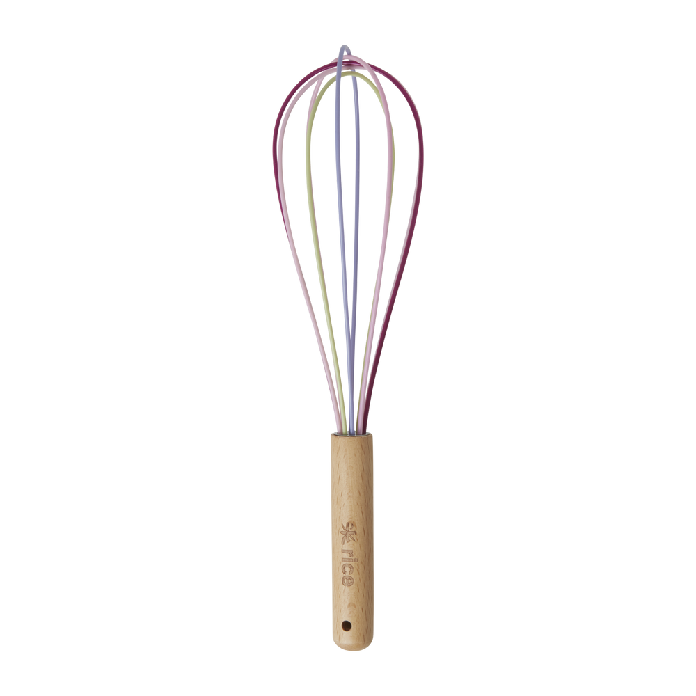 Medium Multicolour Wooden Handle Silicone Whisk