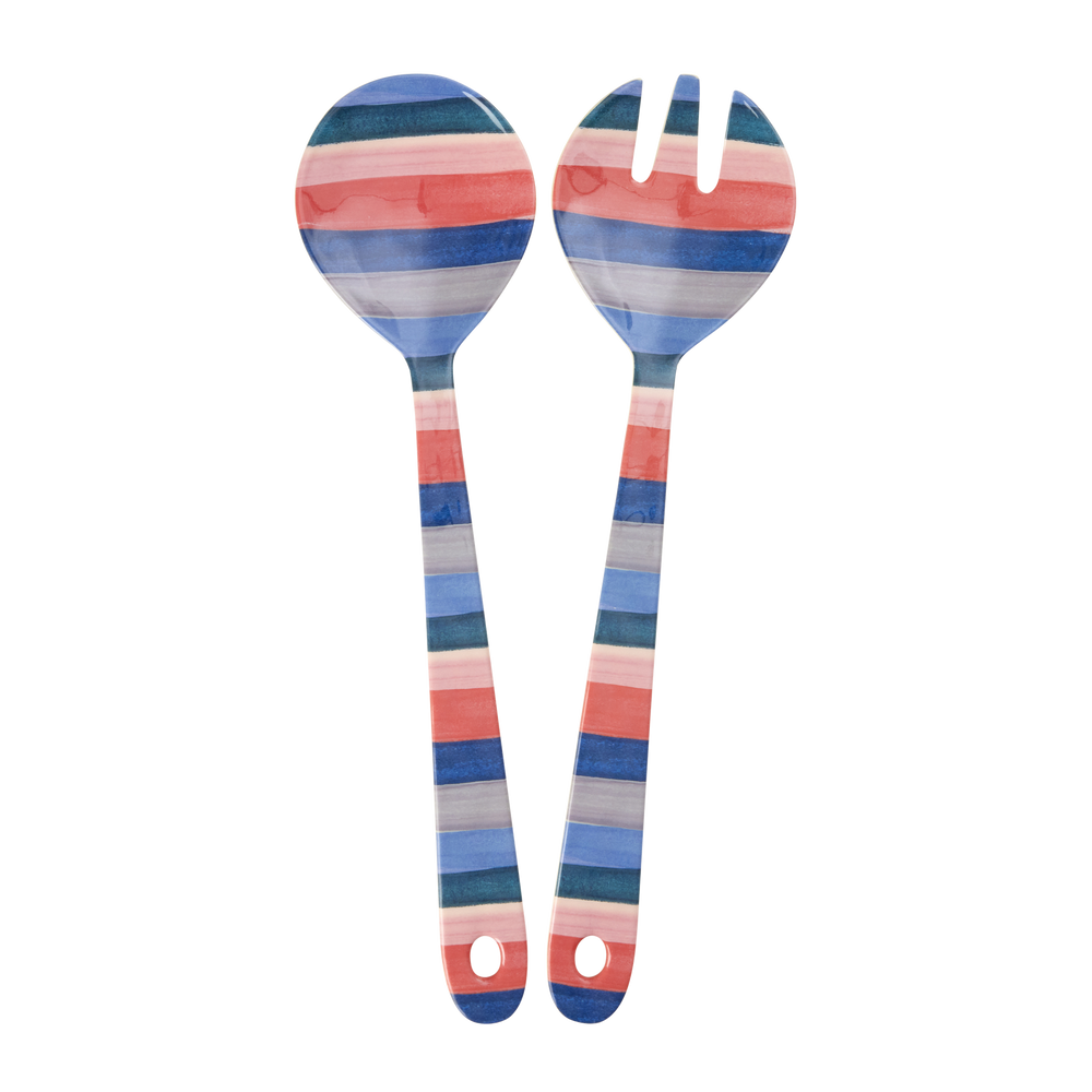 A New York Minute Melamine Stripes Salad Server Set Of 2