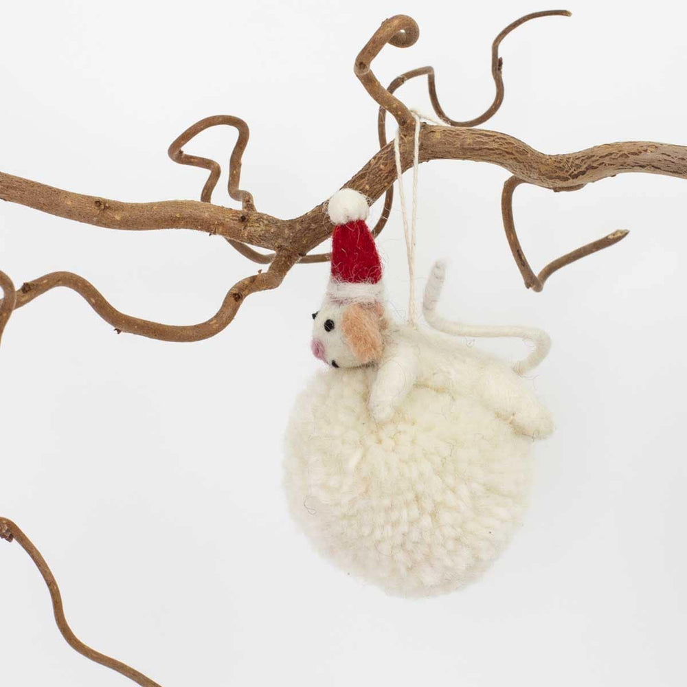 Mouse On Snowball Christmas Ornament