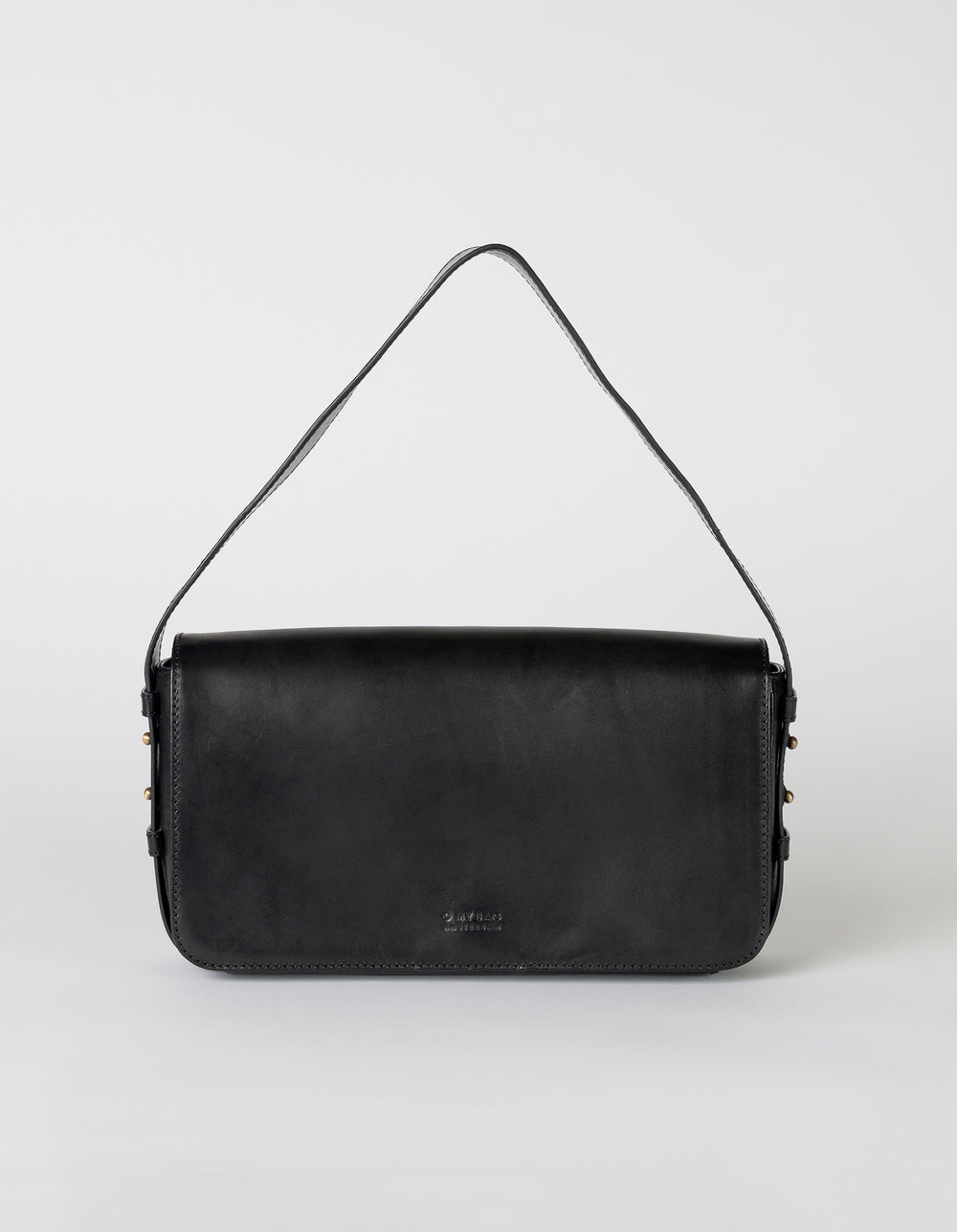 GINA Schwarze klassische Baguette-Tasche aus Leder