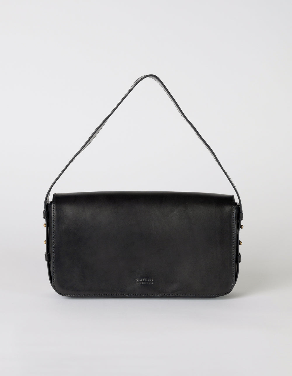 GINA Black Classic Leather Baguette Bag