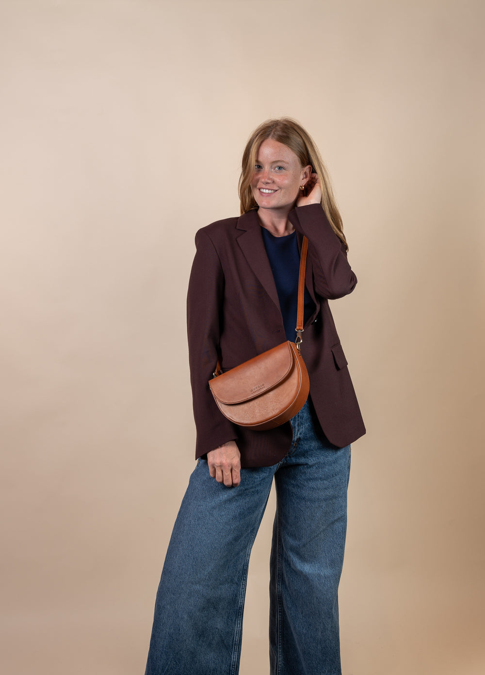AVA Cognac Klassische Ledertasche 