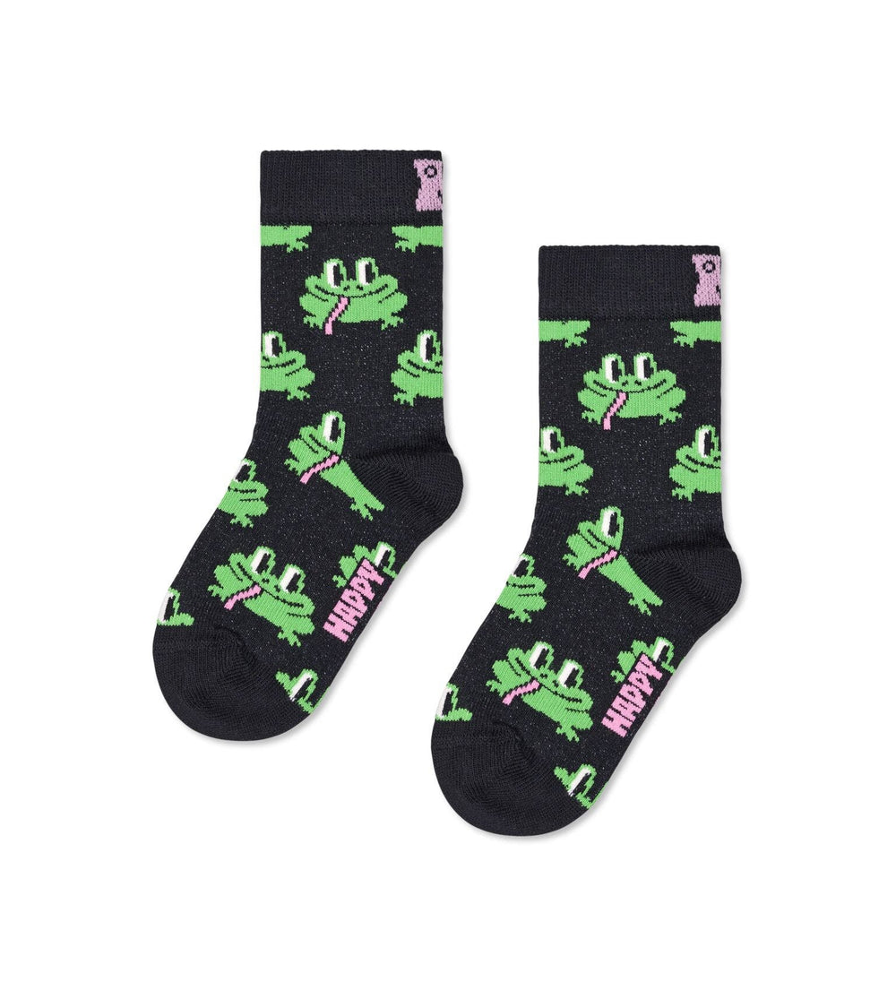 Schwarze Kindersocken mit Froschmotiv