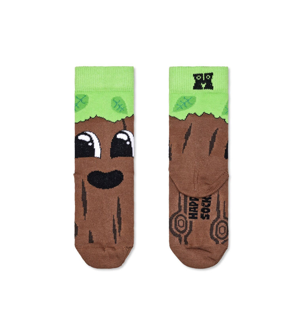 Brown Kids Happy Tree Socks