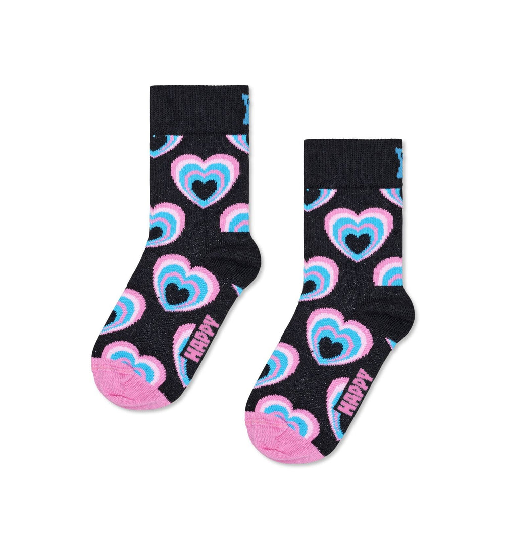 Schwarze Kindersocken mit Herzmotiv