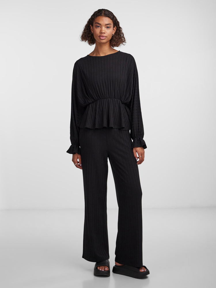 
                  
                    PCSAVORA Black Wide Trousers
                  
                