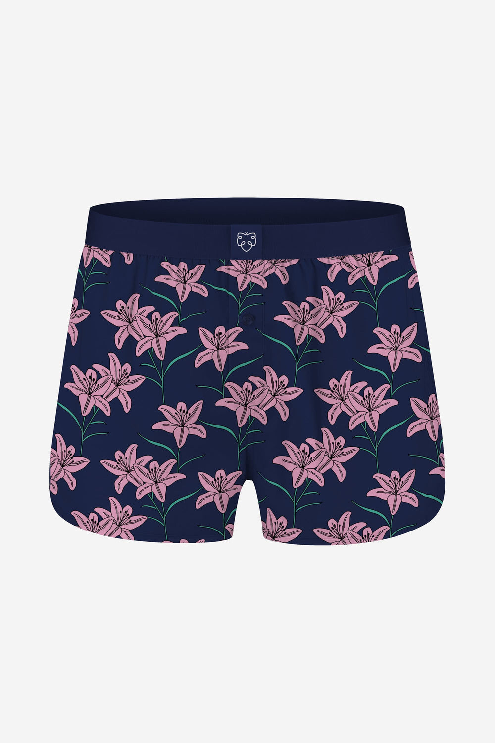 Navy Pink Flowers Boxers