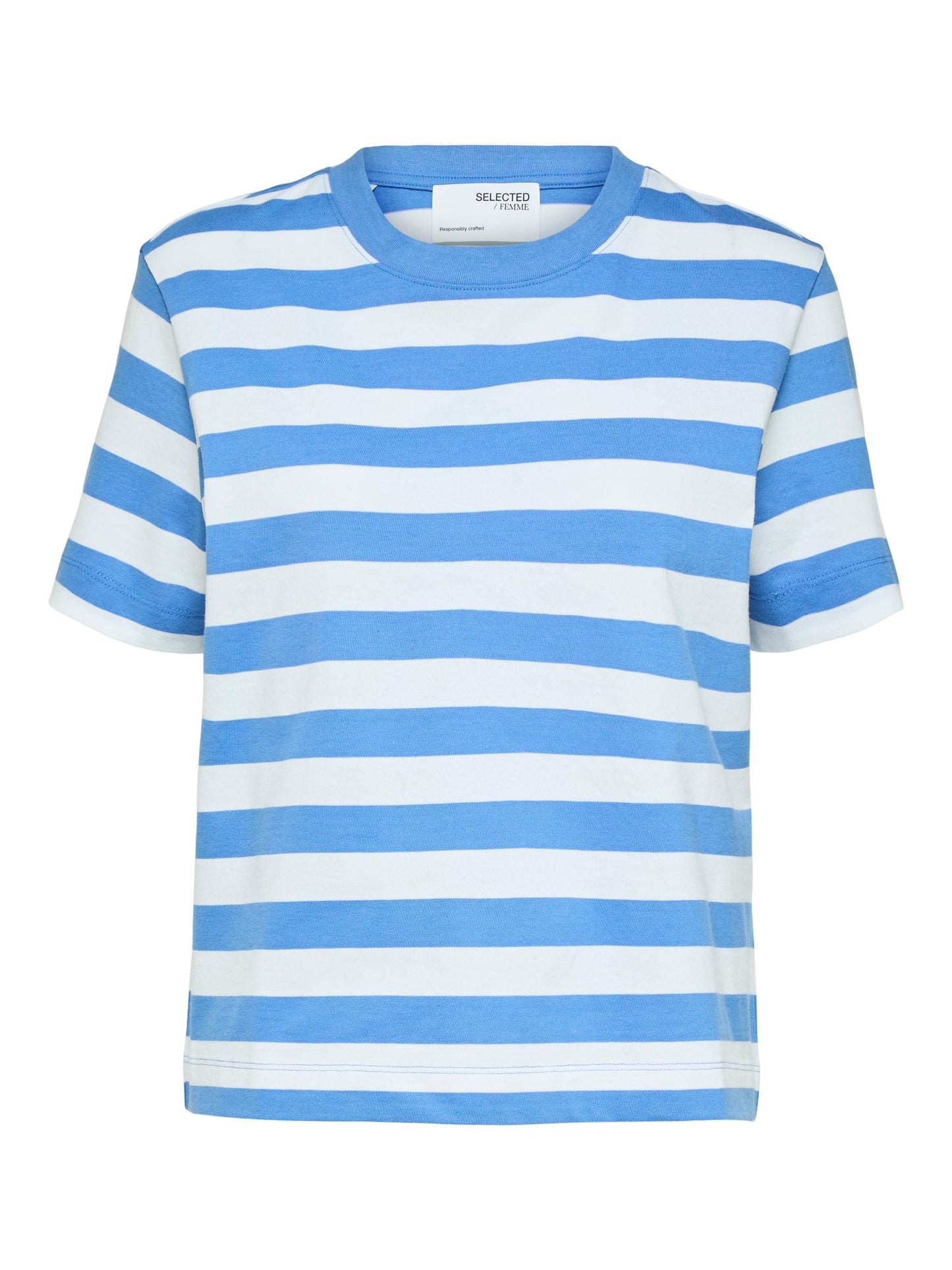 
                  
                    SLFESSENTIAL Ultramarine Bright White Striped Boxy T-Shirt
                  
                