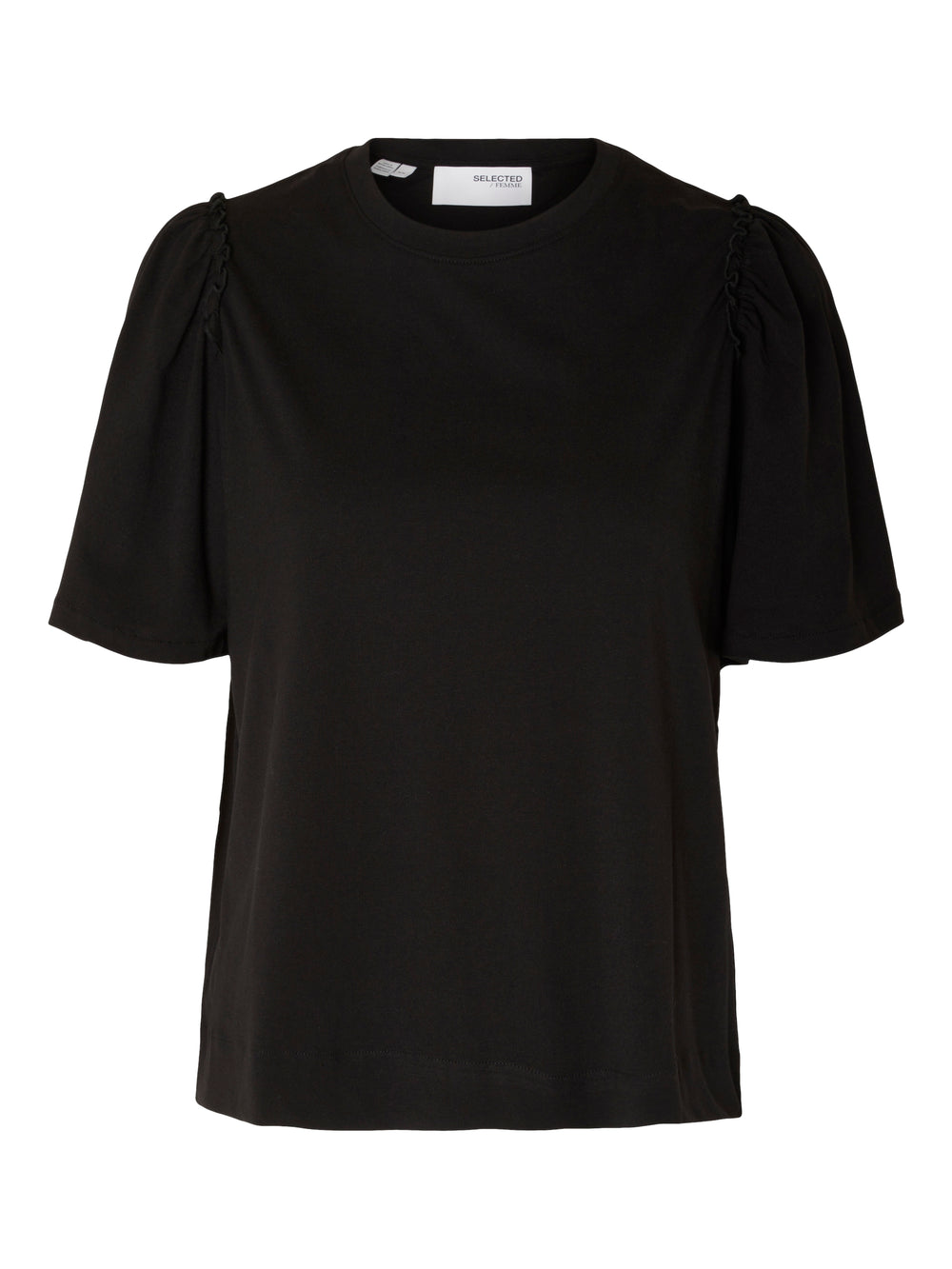 SLFPENELOPE – Schwarzes 2/4-T-Shirt mit Rüschen