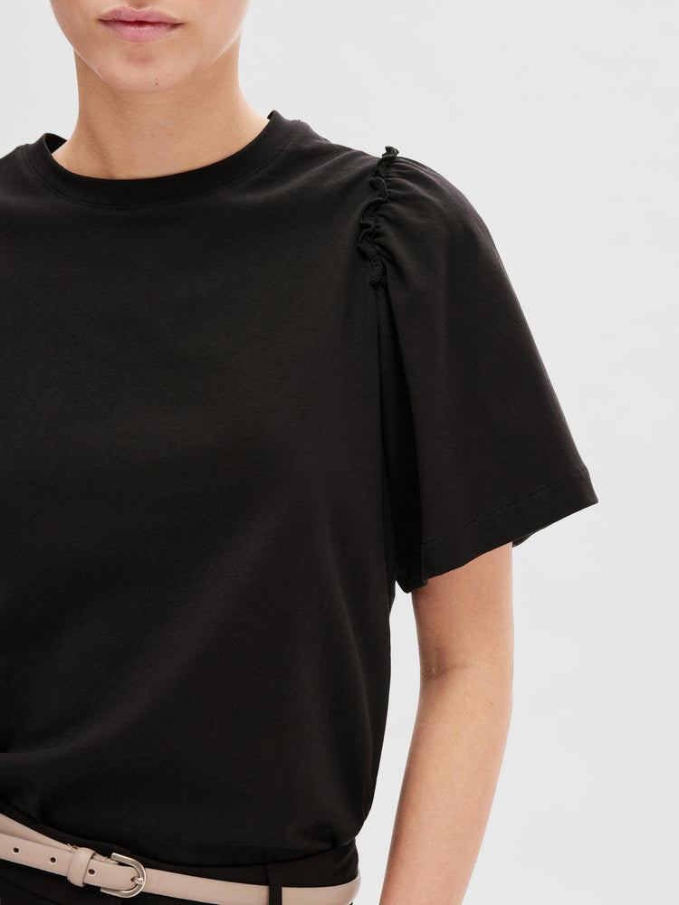 
                  
                    SLFPENELOPE – Schwarzes 2/4-T-Shirt mit Rüschen
                  
                