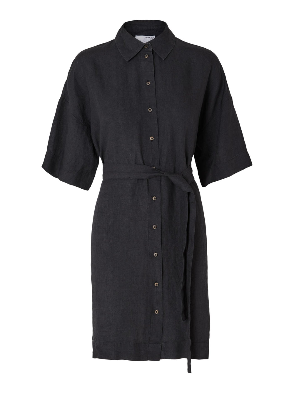 SLFLINNIE Black Short Linen Dress
