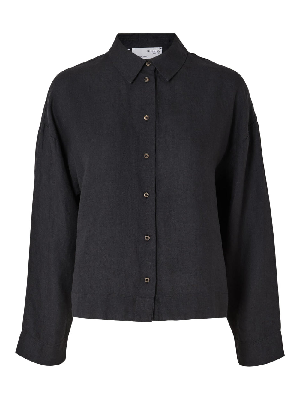 SLFLINNIE Black Linen Blouse