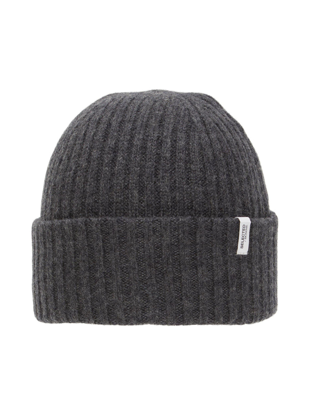 SLHMERINO Dark Grey Melange Wool Beanie Hat