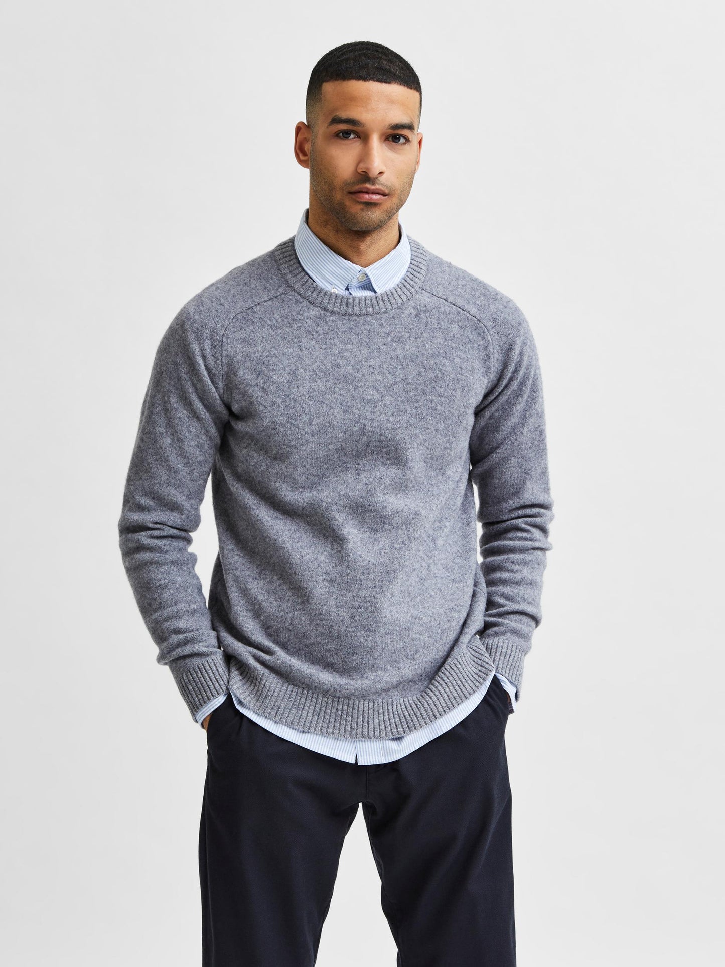 
                  
                    SLHNEWCOBAN Medium Grey Melange Lambs Wool Crew Neck Jumper
                  
                