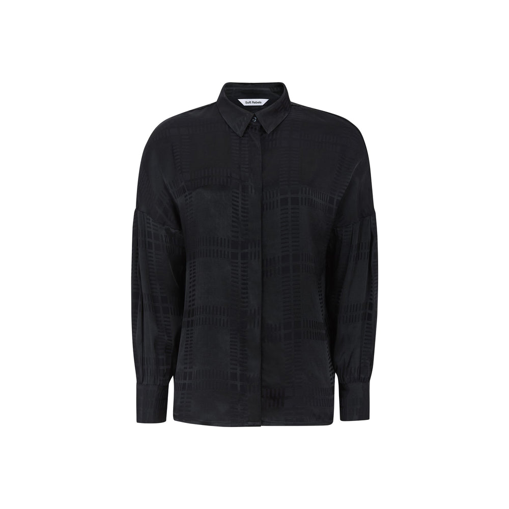 SRAIDA Check Jacquard Black Blouse