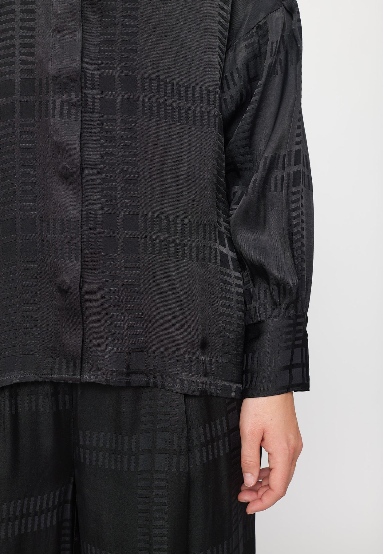 
                  
                    SRAIDA Check Jacquard Black Blouse
                  
                