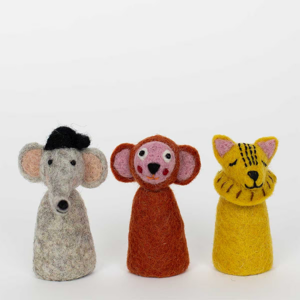 Filz-Dschungel-Fingerpuppen-Set, 3 Stück
