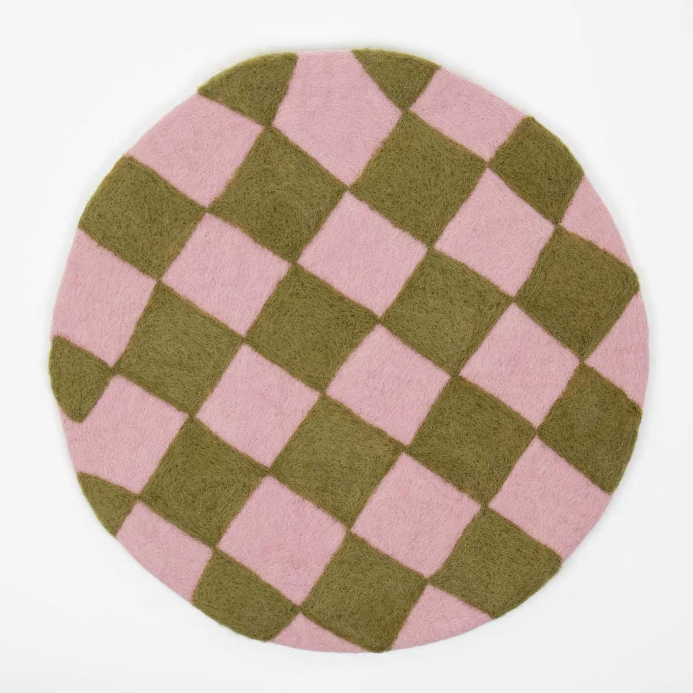 Light Pink Green Yellow Felt Chess Seat Pad