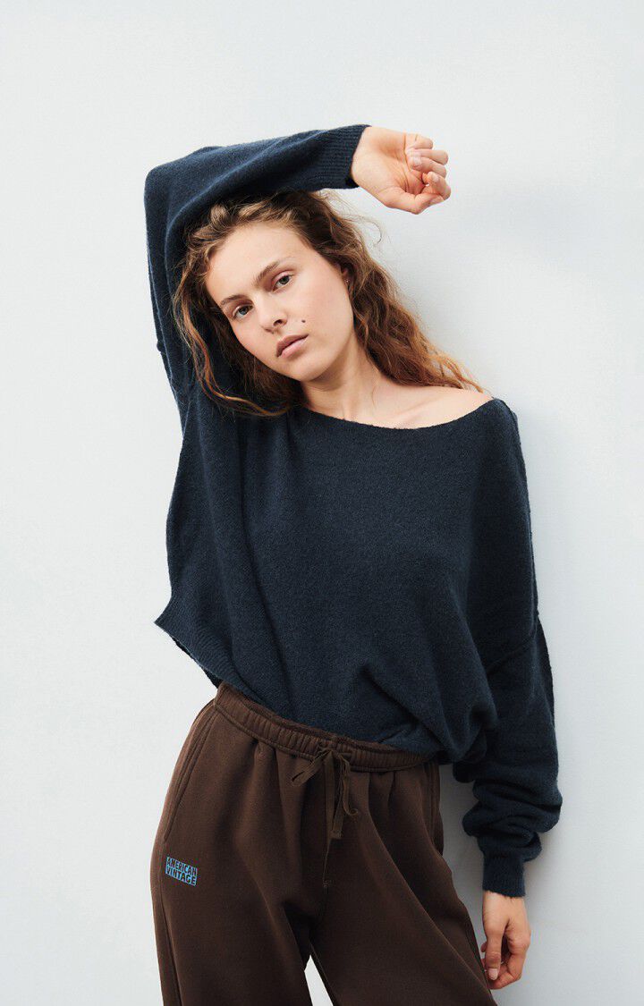 
                  
                    DAMSVILLE Marineblau-schwarzer Melange-Pullover
                  
                