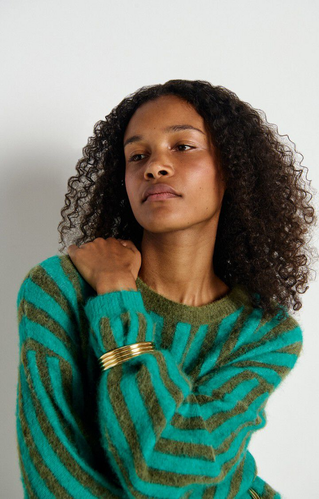 
                  
                    NENYBAY Mint Khaki gestreifter Pullover
                  
                