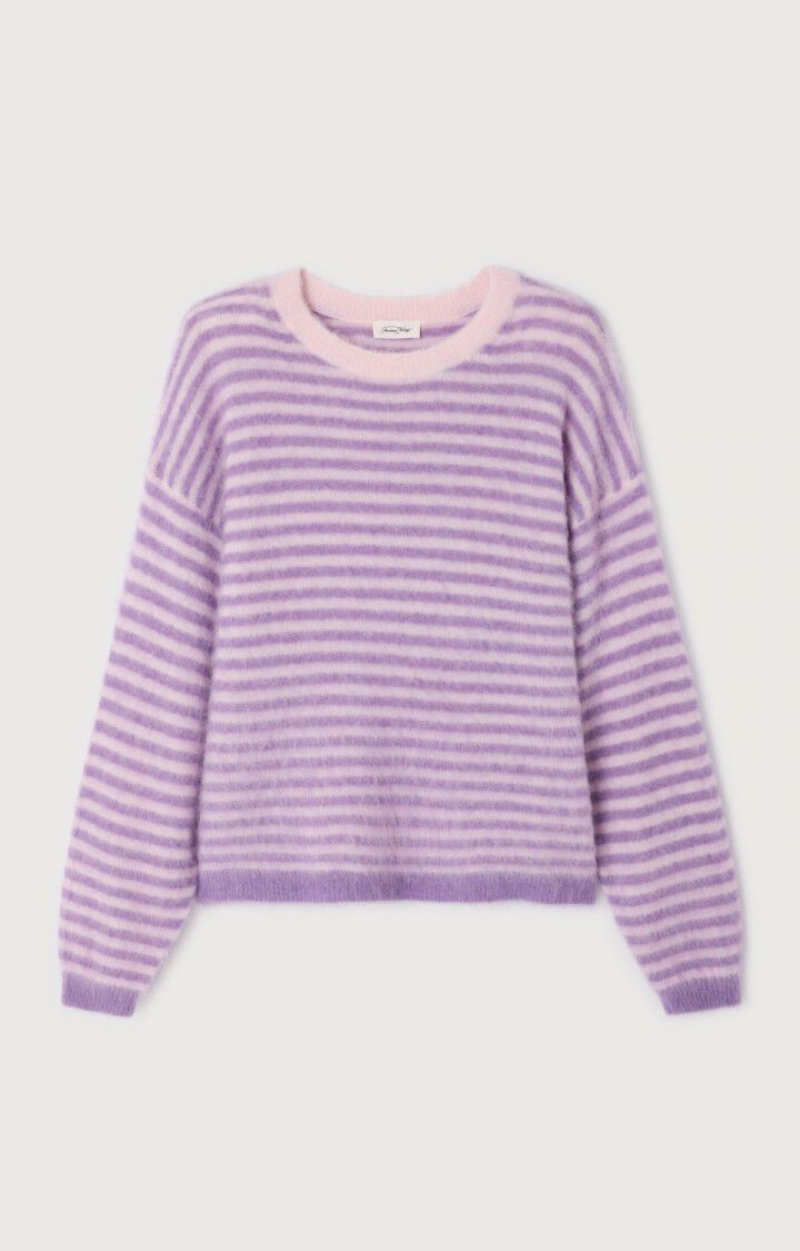 NENYBAY Violetter Pullover mit Rosenknospenstreifen