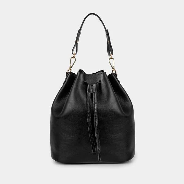 Schwarze, weiche klassische Saku-Tasche aus Nappaleder