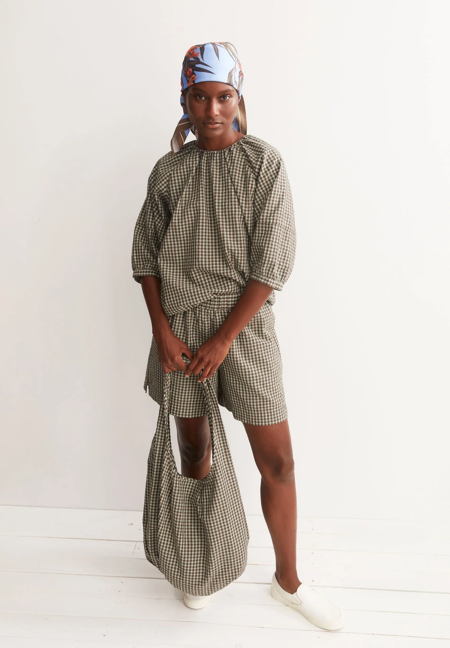 
                  
                    Schaumgetrocknete Palm Vichy Seersucker Shorts
                  
                