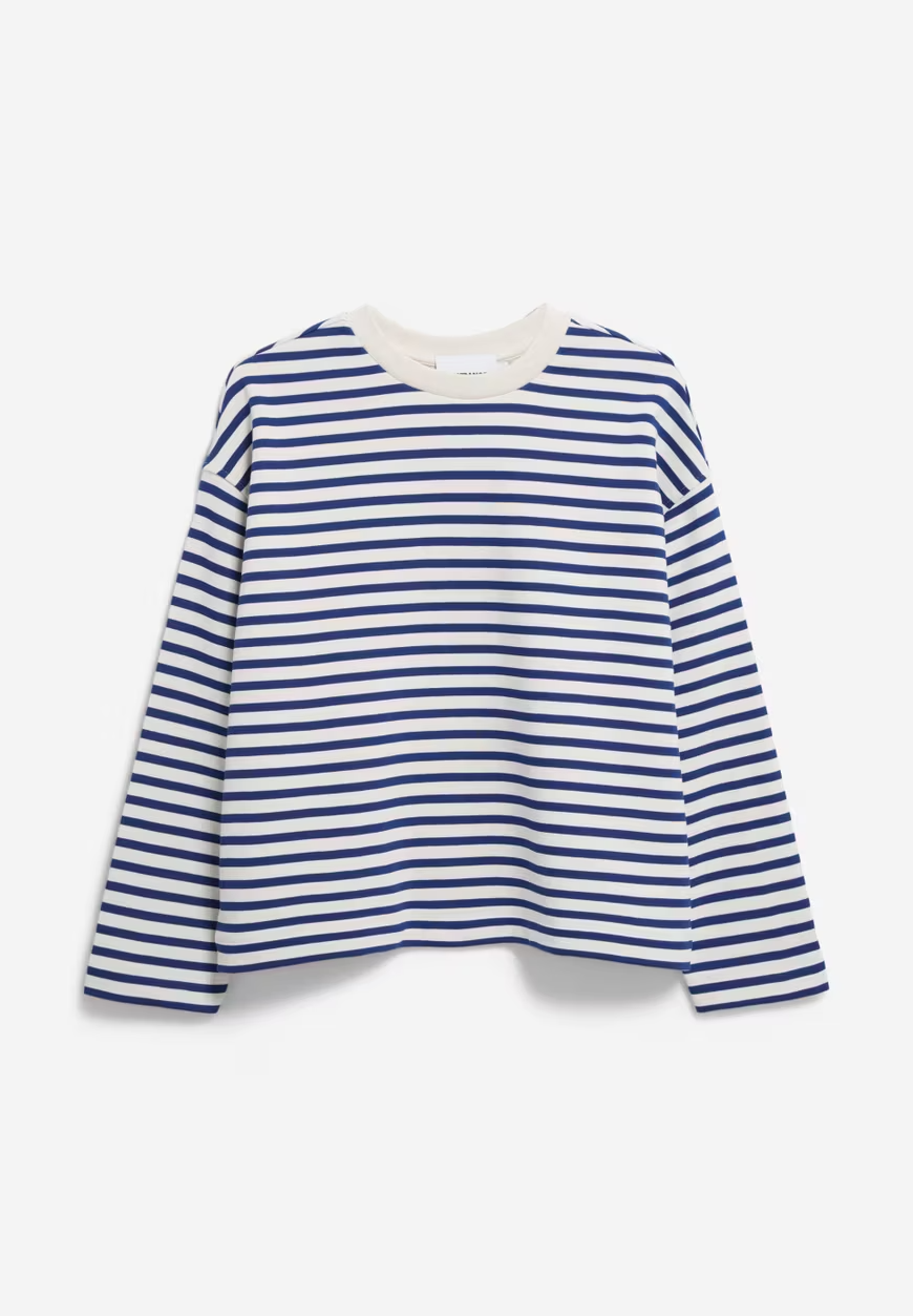 FRANKAA MAARLEN Ungefärbter, lapisblauer, gestreifter, übergroßer Pullover