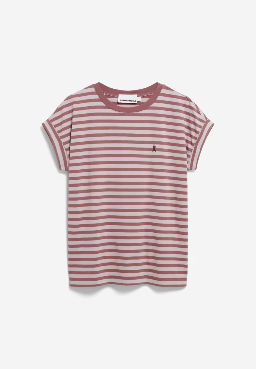 IDAARA T-Shirt mit Streifen in Eistraube und dunkler Beere