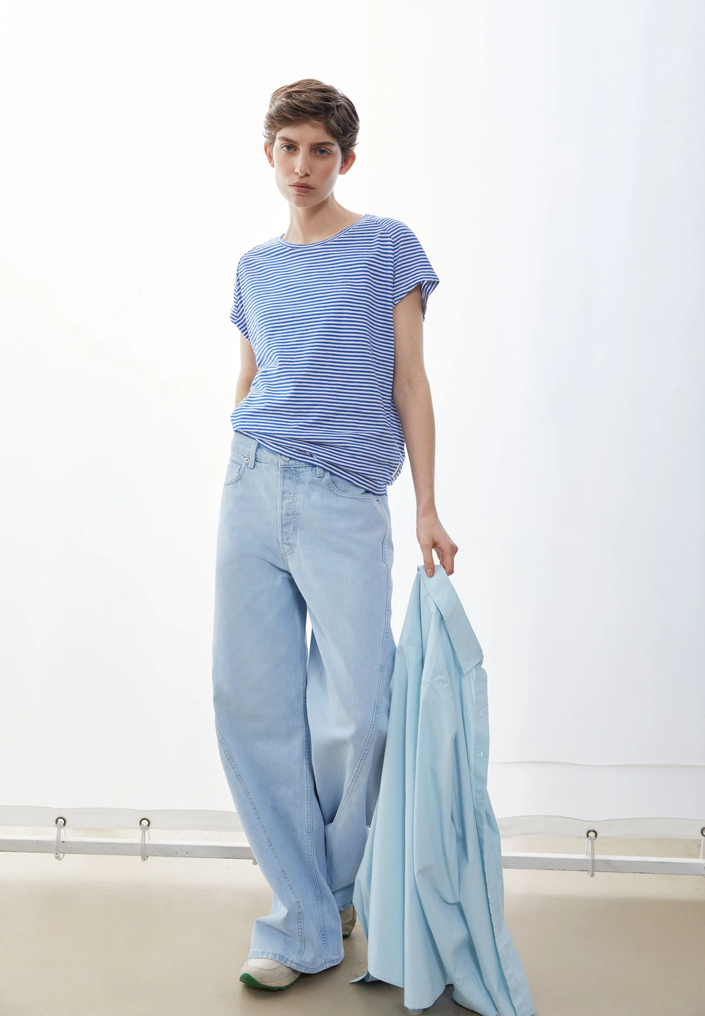 
                  
                    Oatmilk Dynamo Blue Slub Jersey Stripe T-Shirt
                  
                