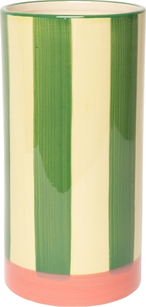 Grüne Vase mit Rosenstreifen