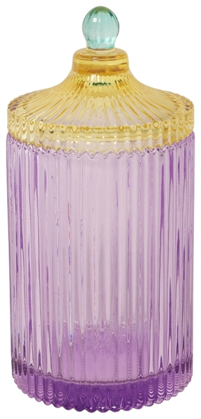 Large Violet Yellow Glass Stripes Jar