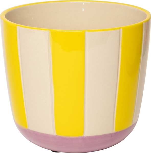 Large Violet Yellow Stripes Flowerpot