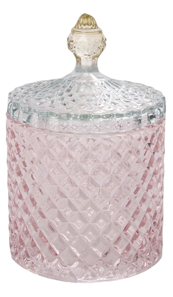 Hellrotes Glasgefäß mit Muster