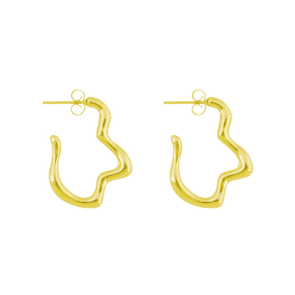 Gold Dent Thin Earring