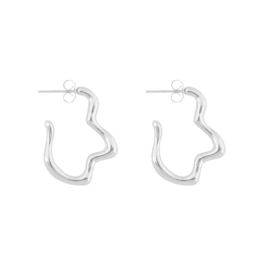 Silver Dent Thin Earring